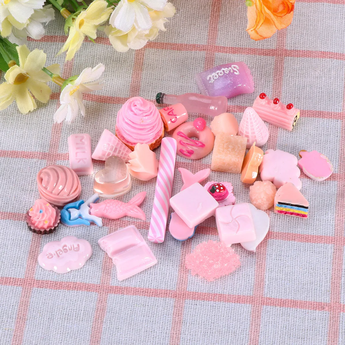 30Pcs Assorted Resin Sticker DIY Craft Supplies Resin Jewelry Making Decor Photo Frame Cup Flowerpot Handmade Plate Bright Color