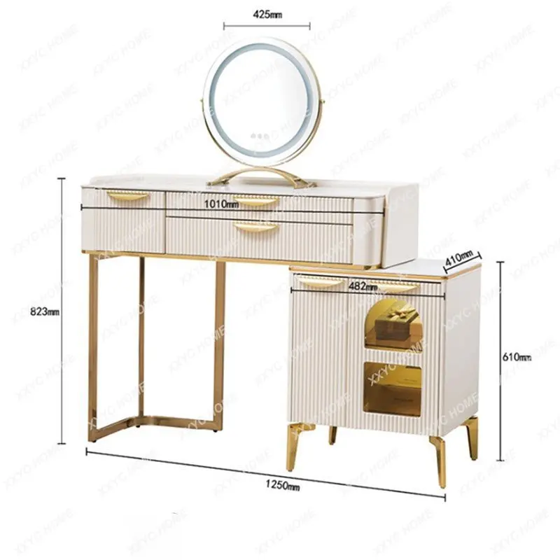 

Light Luxury Modern Advanced Stone Plate Dressing Table Bedroom Simple Storage Cabinet Integrated Retractable Dresser Makeup