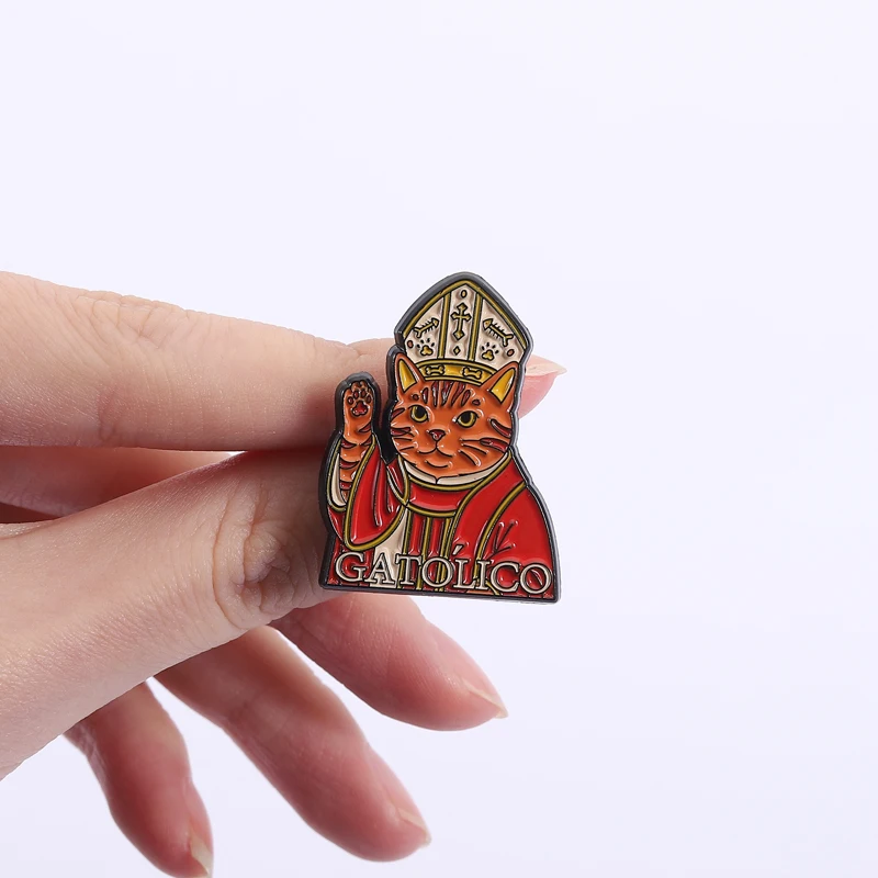 Funny Catholic Cat Enamel Pin Christian Religious Belief Cartoon Animal Brooch Lapel Badge Fashion Jewelry Gift for Friends image 6