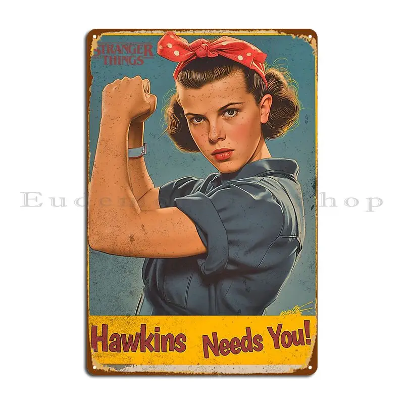 Hawkins Calls Retro Propaganda Metal Plaque Mural Iron Garage Decoration Bar Tin Sign Poster