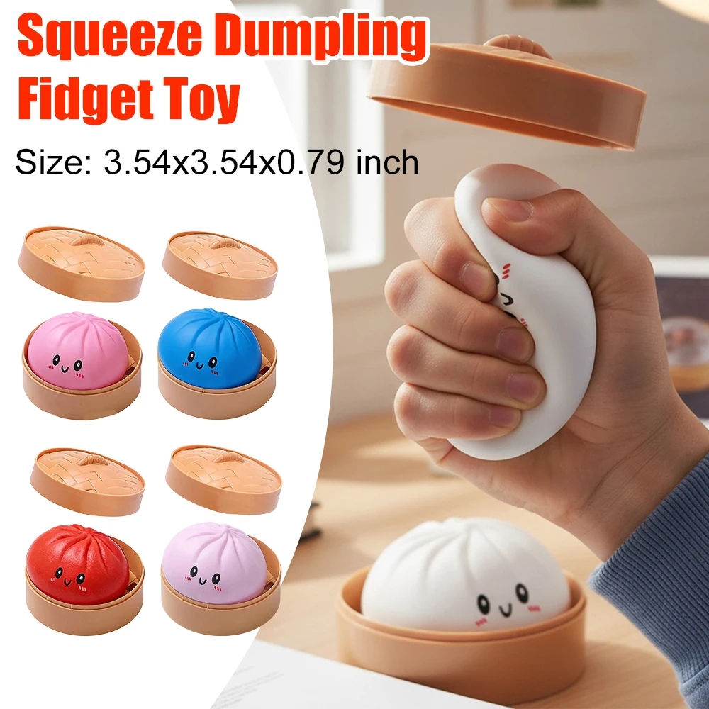 

Dumpling Stress Ball with Steamer Fidget Toy Soft Bun Sensory Toys for Anxiety Relief Squeeze Dough Ball Squeeze Reliever Toy