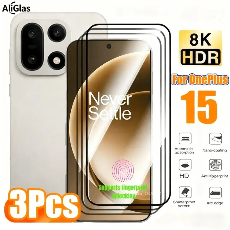 3Pcs 9D Edge Tempered Glass for OnePlus 15 13S 13T 13 12R 12 11R 11 Full Coverage Anti-Scratch 9H Hardness HD Clear Glass