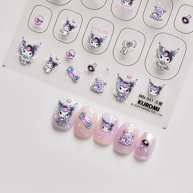 1PCS 5D Purple Charm Kuromi Nail Sticker Sanrio Nail Art Decoration Versatile Rebellious Ghostly Kuromi Image Girls Sticker