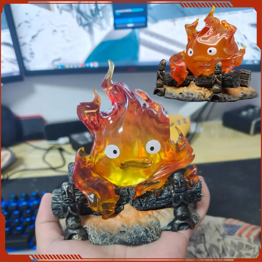 

12cm Calcifer Objects Lamp Cartoon Anime Candle Desk Action Figurine Pvc Model Collection Ornament Statue Doll Toy Festival Gift