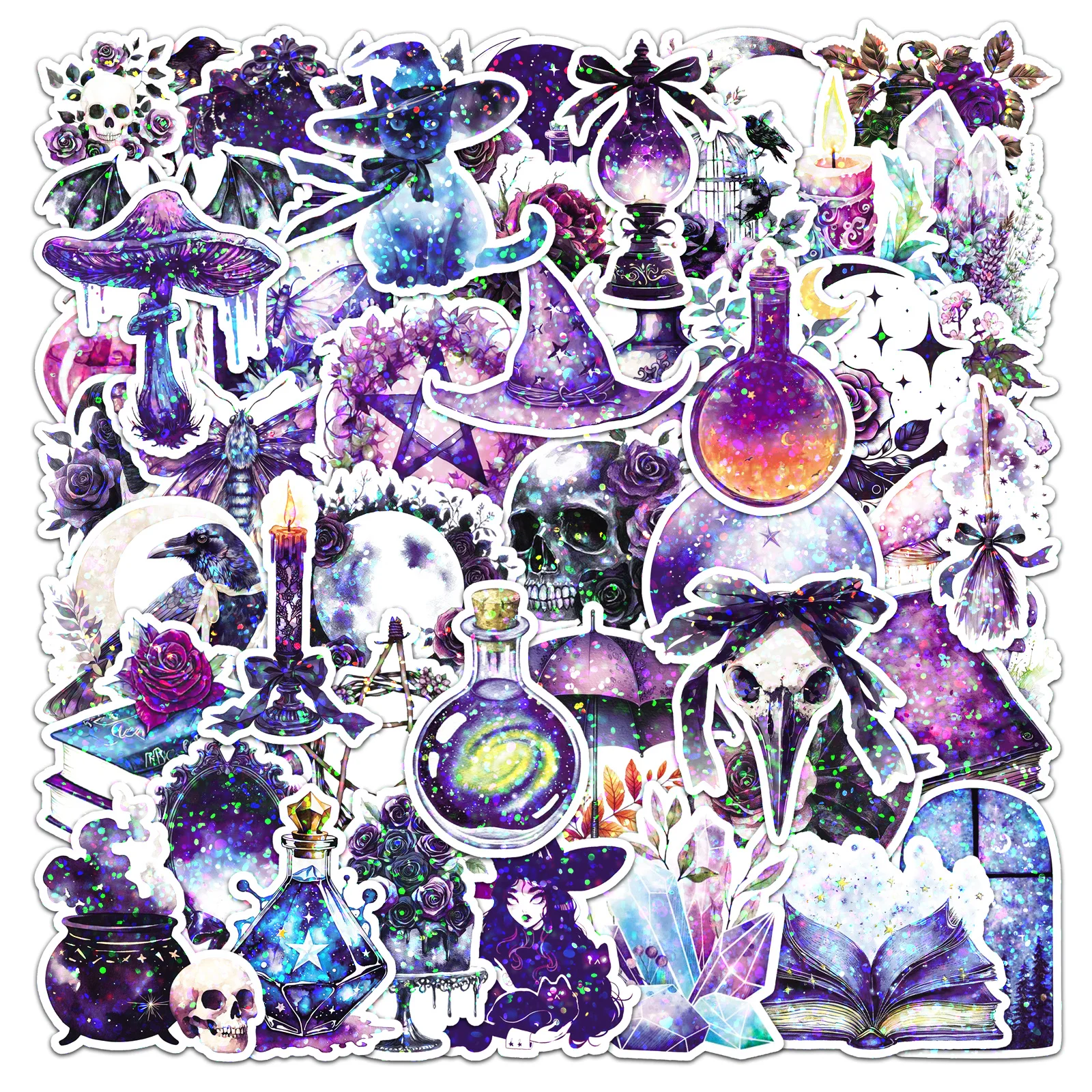50Pcs Cute Cartoon Magic Witch Waterproof Sticker Skateboarding Retro home decal Sticker