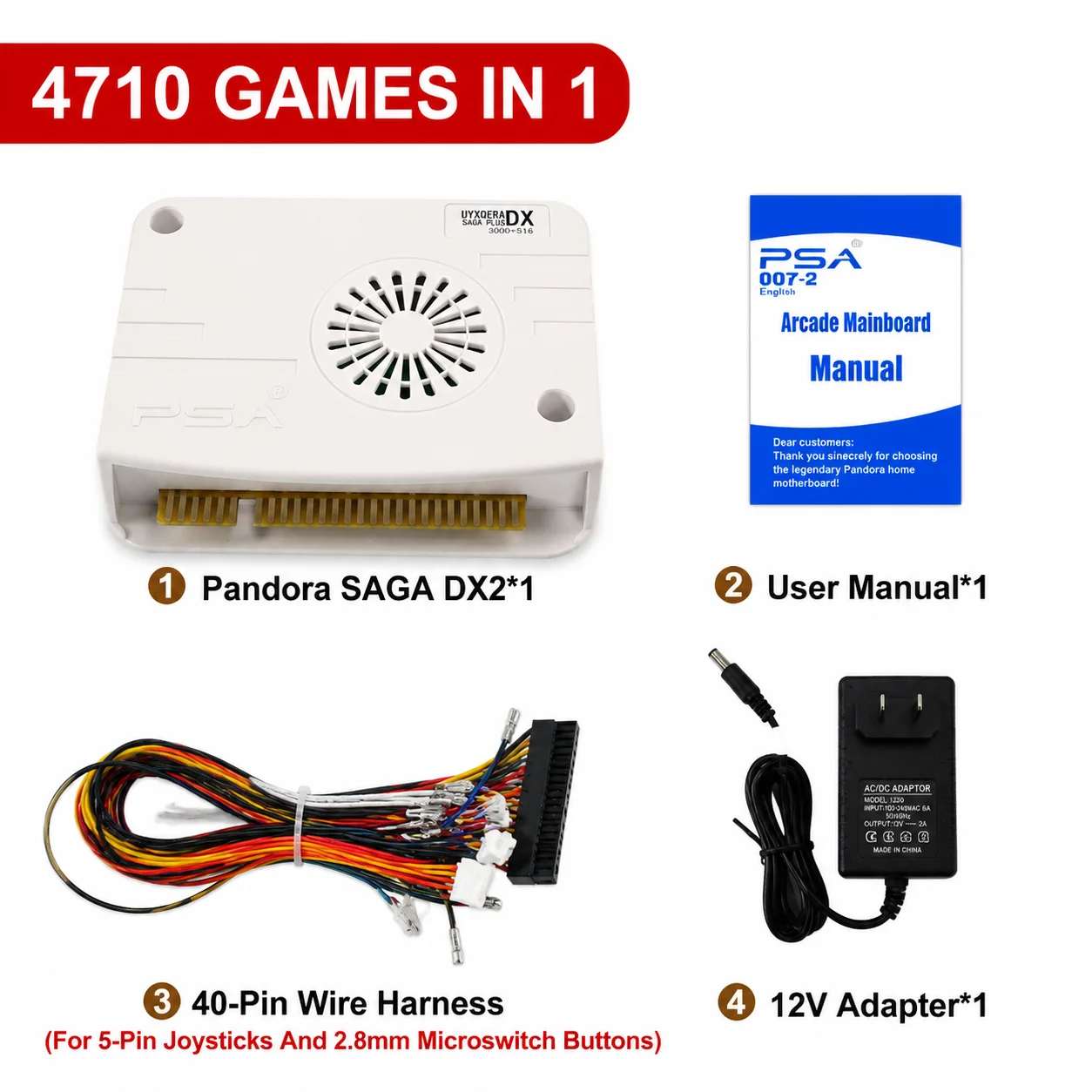 3000+516 Pandora SAGA DX Arcade Mainboard, Retro Game Board 3D Games Console Kit, DIY Joystick PCB, Arcade Machine Parts
