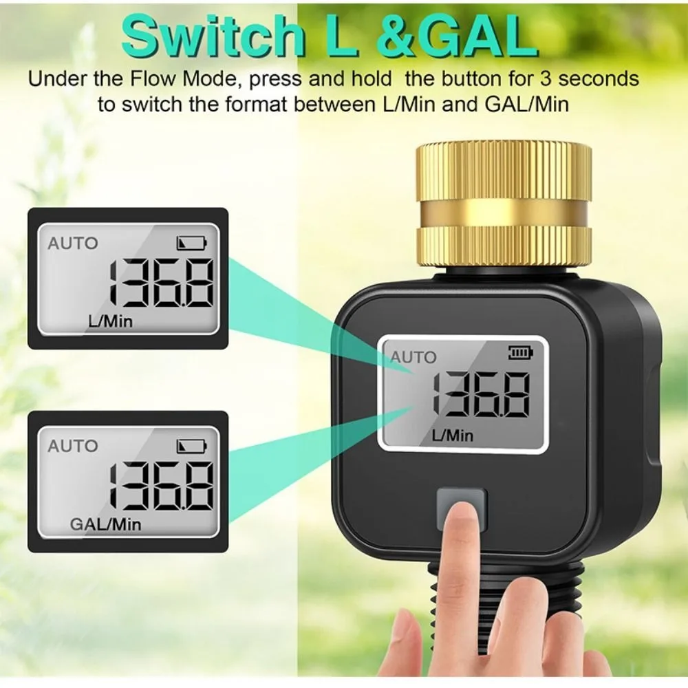 High Accuracy Water Flow Meter Digital Display IPX5 Waterproof Digital Flowmeter Sensor Technology Multifunctional