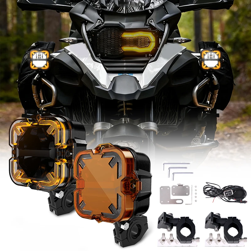 

Улучшенные яркие дополнительные фары для мотоциклов, янтарные дневные ходовые огни, прожекторы для BMW R1200GS, Kawasaki, Triumph Tiger Trident 66