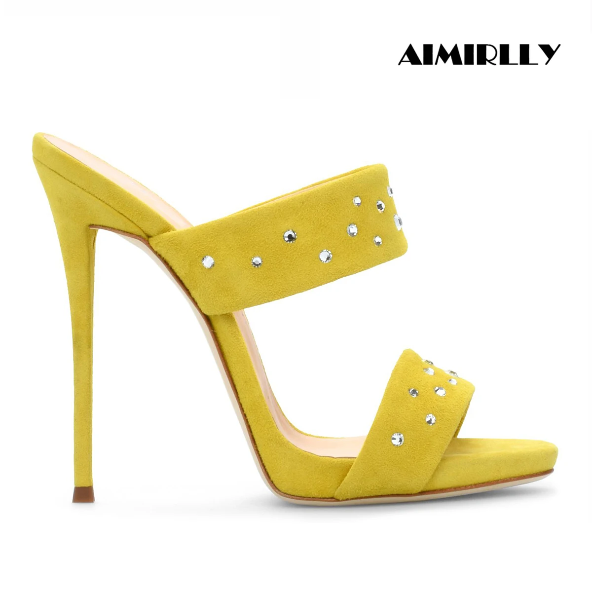 

Women’s Crystal Strap High Heel Mule Sandals, Open Toe Slip-On Party Mules, Multi-Color