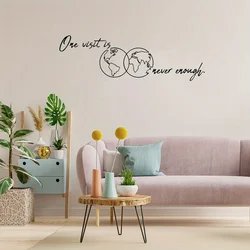 Contemporary Style Vinyl Wall Decal  'One Visit Is Never Enough' Travel Theme, Pasted Cartoon Earth Wall Sticker For Home
