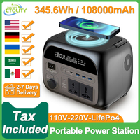 500W Portable Power Station 345.6Wh 108000mAh Solar Generator LiFePo4 Batteries 220V Energy Storage Supply Camping Campervan RV