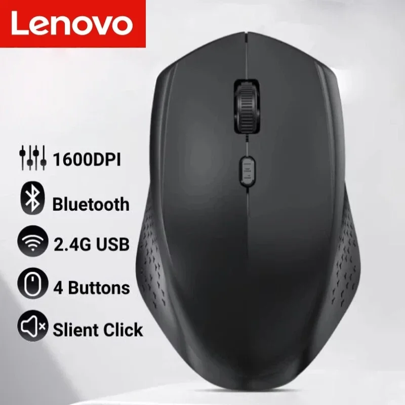 

Lenovo Bluetooth 5.2 Mouse 2.4G Wireless Mouse Dual-Mode Silent Mouse Rechargeable Mouse 1600DPI For Laptop Computer Win Mac OS