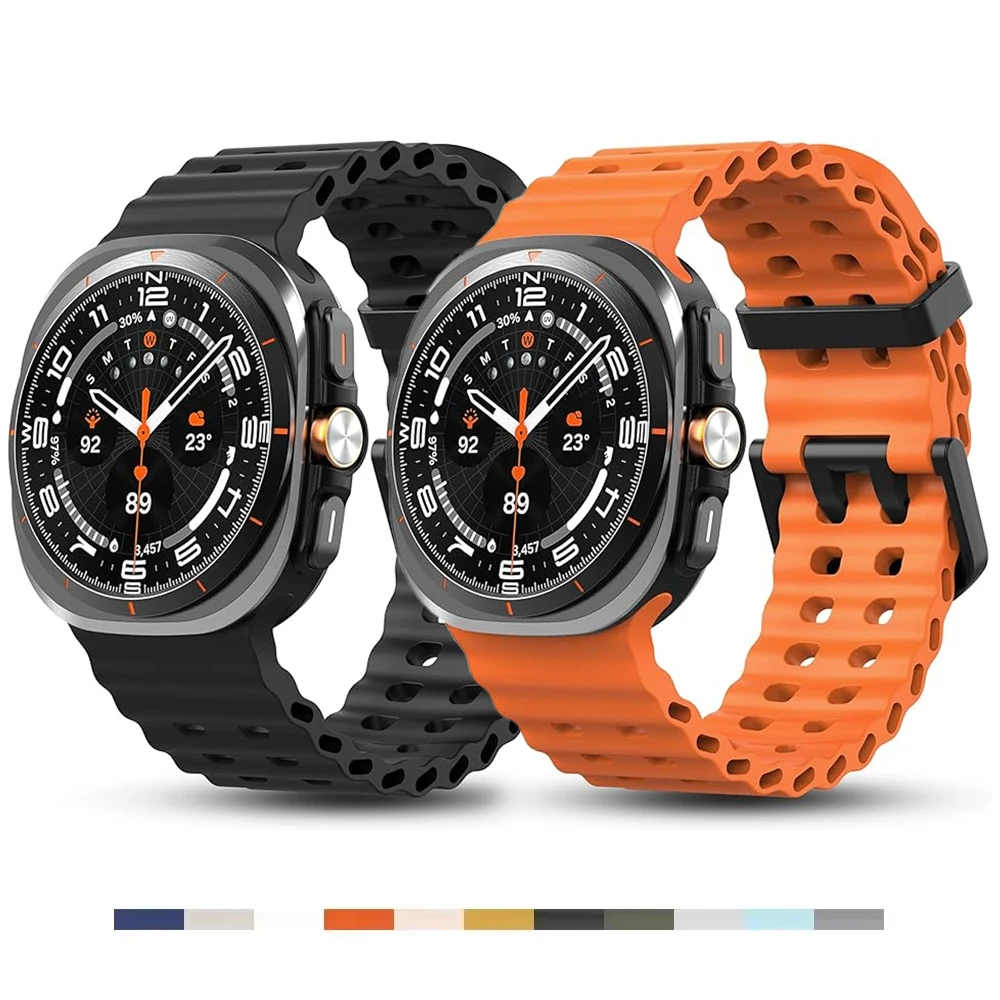 Correas oficiales para Samsung Galaxy watch Ultra 47mm, accesorios, pulsera deportiva de silicona, Correa Galaxy watch 7 Ultra Band