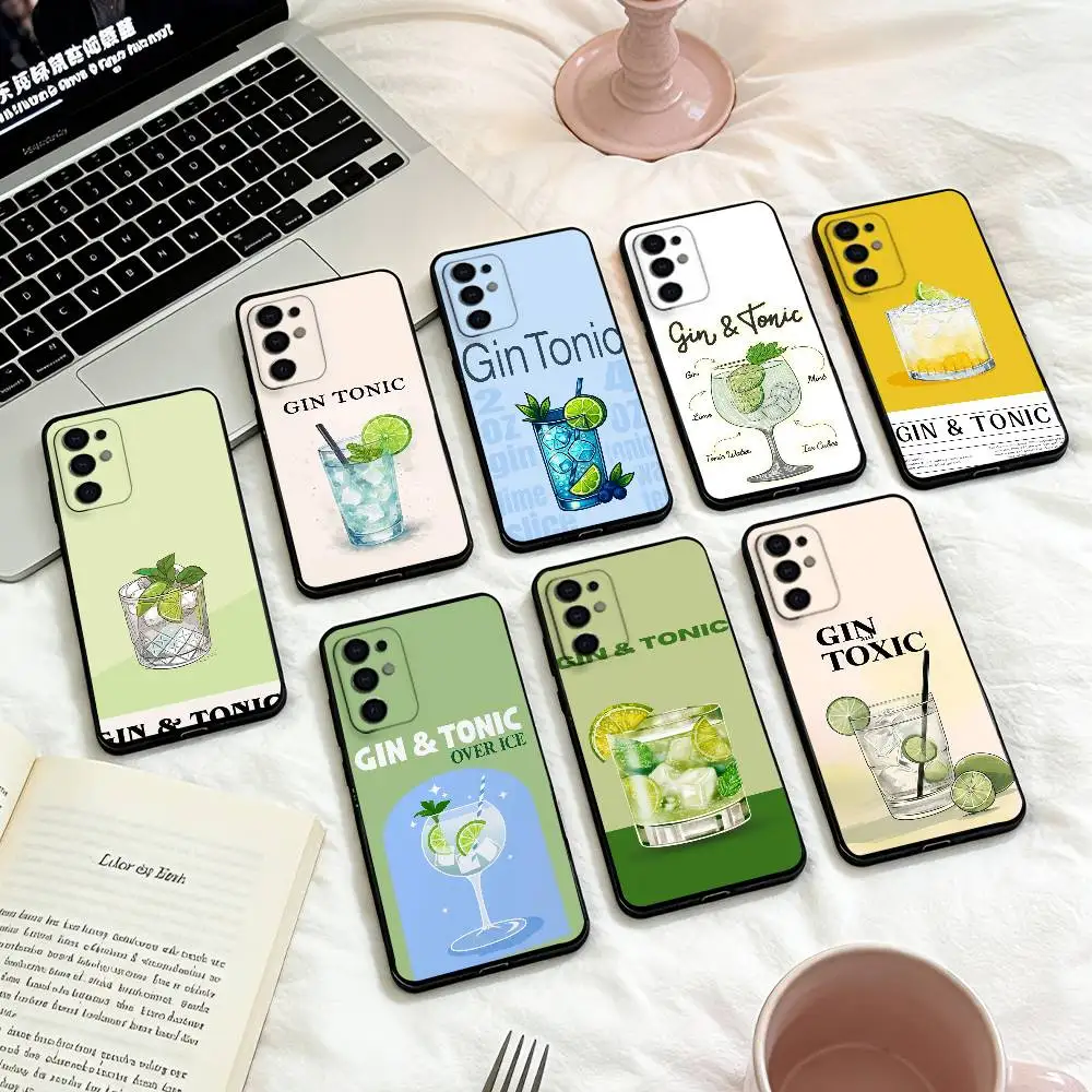 

Gin & Tonic C-Cocktail Print Phone Case For Samsung S 25,24,23,22,30,21,10,9,Ultra,Plus,Lite,FE,4,5 G Soft Black Case