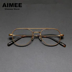 Japanese Design Pilot Titanium Oval Glasses Frame Men Optical Eyeglasses Women Myopia Reading Prescription Eyewear Spectacles