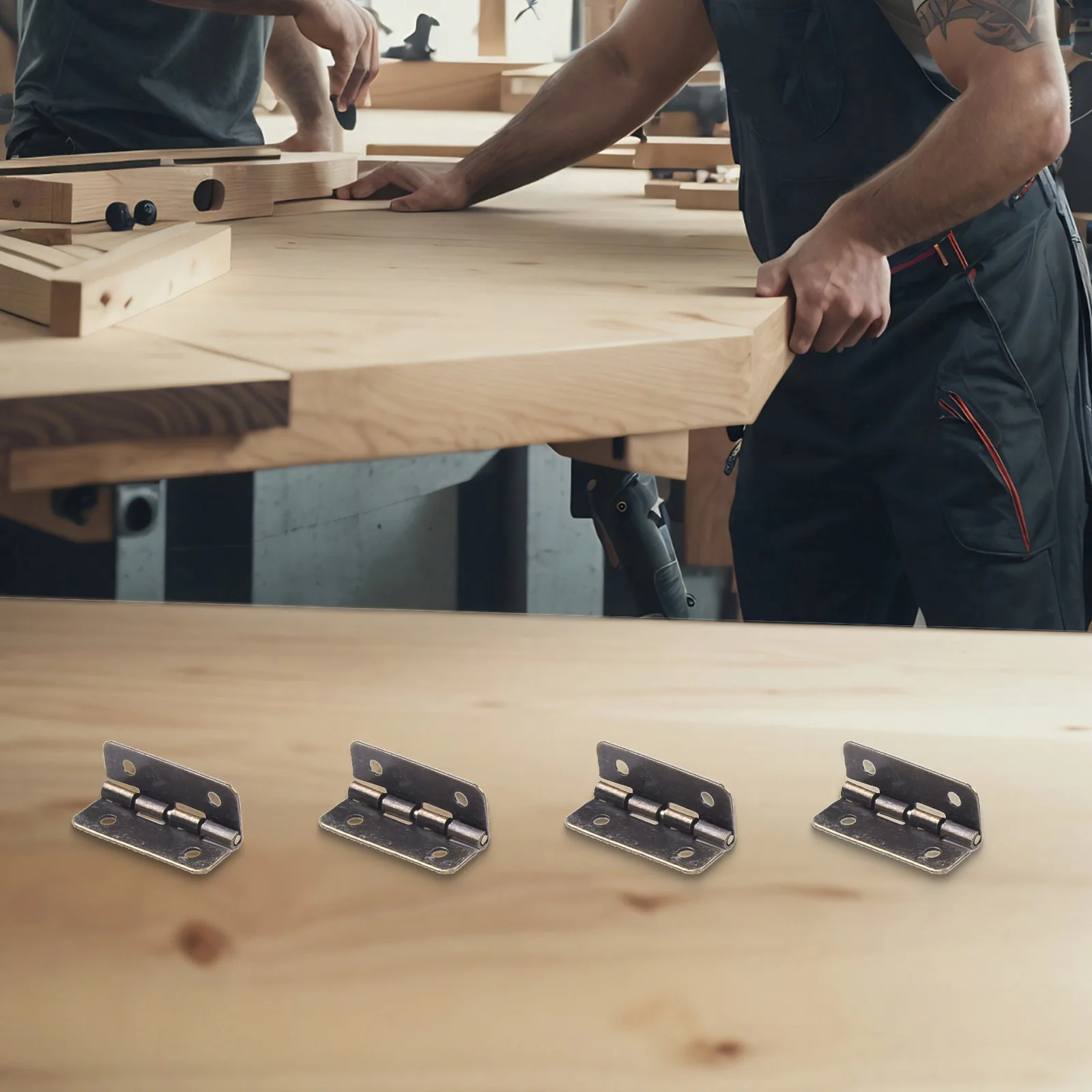 10pcs Furniture Connector Four-Hole Wooden Box Hinge for Flat Opening 90 Degree Hinge Made Of Long Lasting Iron Material