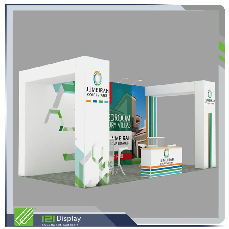 Supporto per esposizione pop-up in alluminio Cabina per esposizioni commerciali 3x6 con doppio ponte per più parti per mostrare