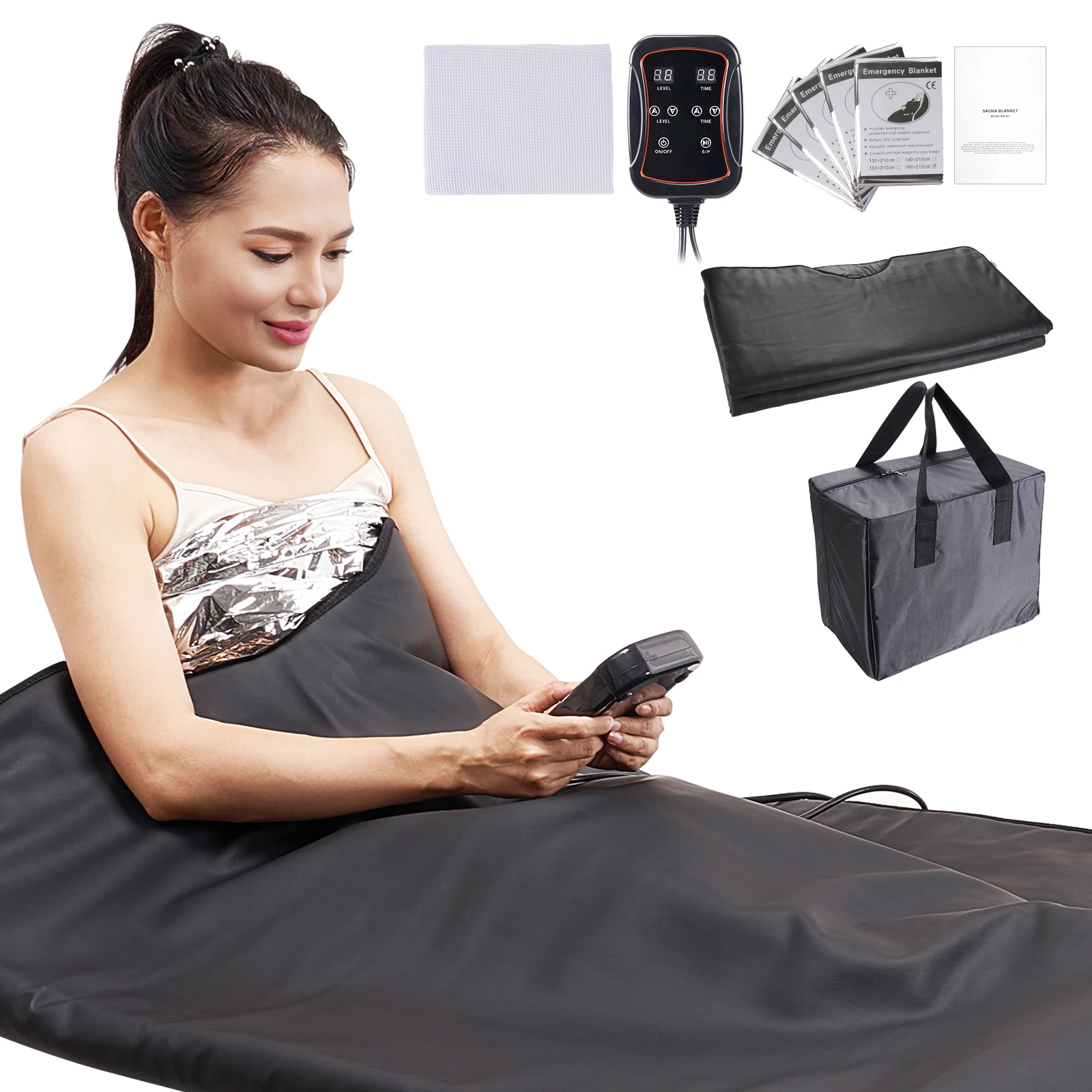 SucceBuy Sauna Blanket for Detoxification Portable Far Sauna For Home Relaxation Adjustable Temprature Minutes Timer
