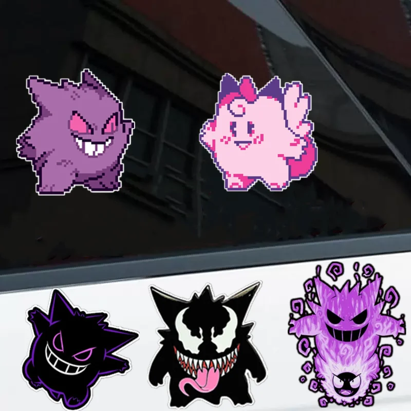 Autocollant de voiture Pokemon Anime, autocollant de coffre, autocollants muraux, crème solaire étanche, autocollant pour ordinateur portable, Gengar