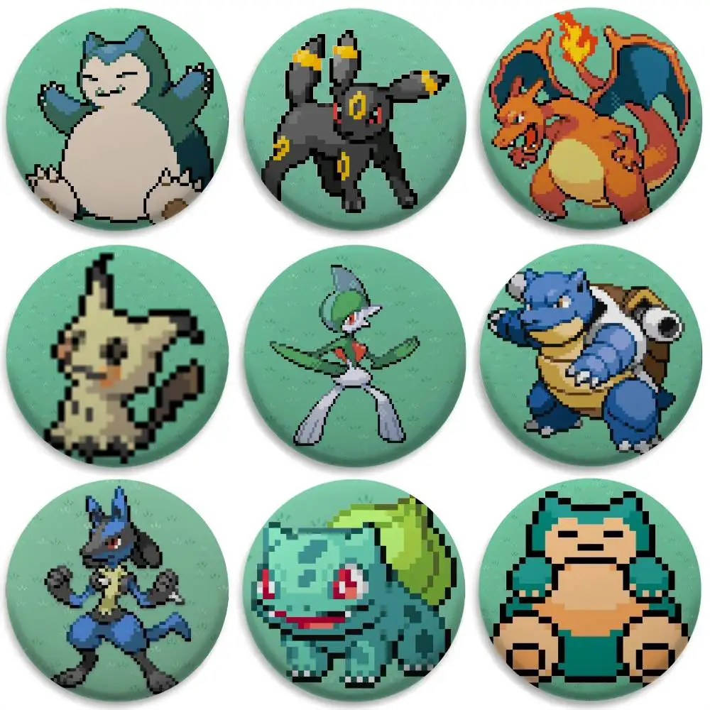 

Snorlax Umbreon Charizard Badges Round Exquisite Badge Brooches Creative Pins For Clothes Hat Backpack Gift Accessories