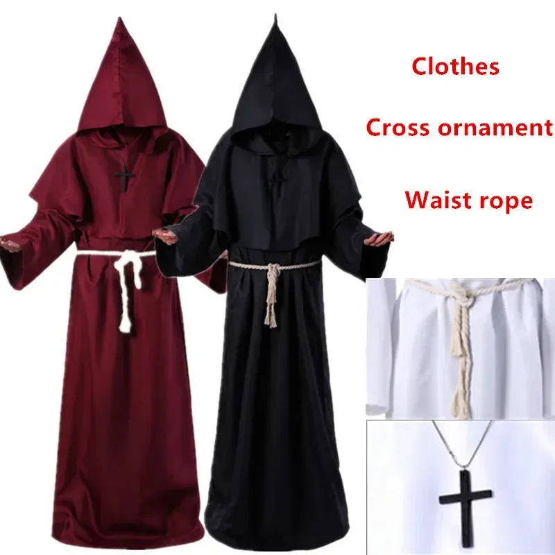 2025 ❤   جديد معالج هالوين تأثيري القرون الوسطى الراهب الراهب رداء الكاهن زي الملابس القديمة الرجال النساء المسيحية C ★ ★