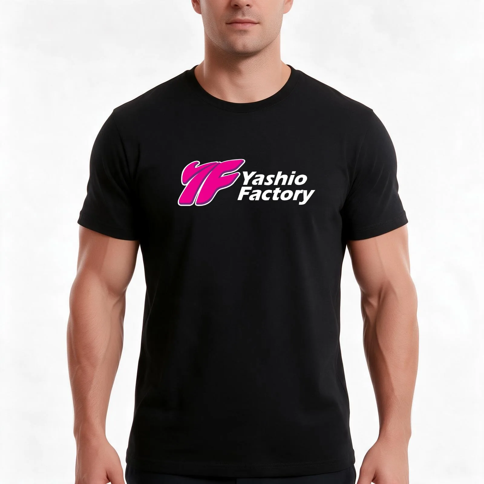 Yashio Factory T-Shirt, Summer Casual Cotton Tee, Oversized Streetwear Tops, Vintage Graphic Print, Loose Fit Short Sleeve