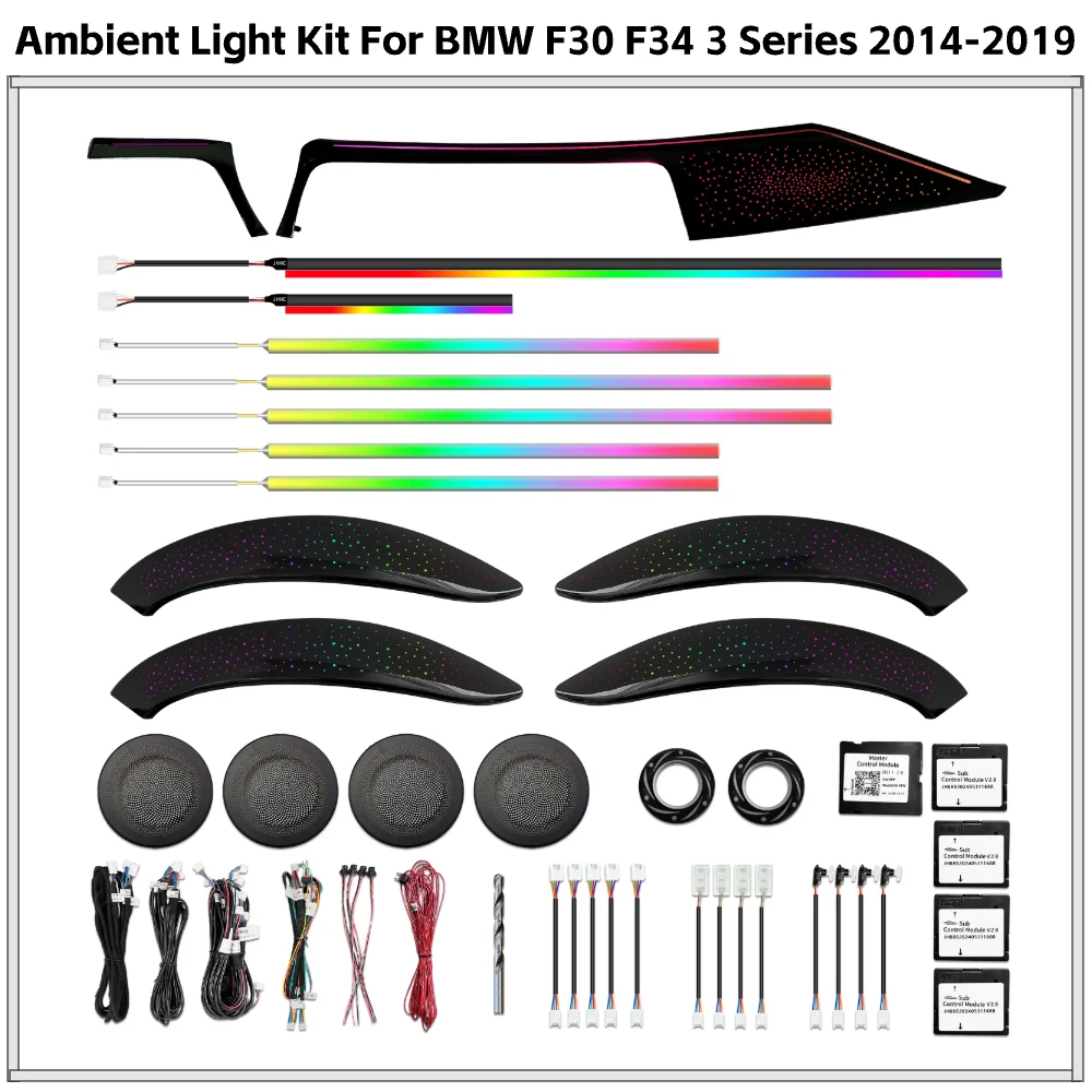 

APP Control 64 Color Star Projection Ambient Light Upgrade Kit for BMW F30 F34 3 Series 2014-2019 Interior