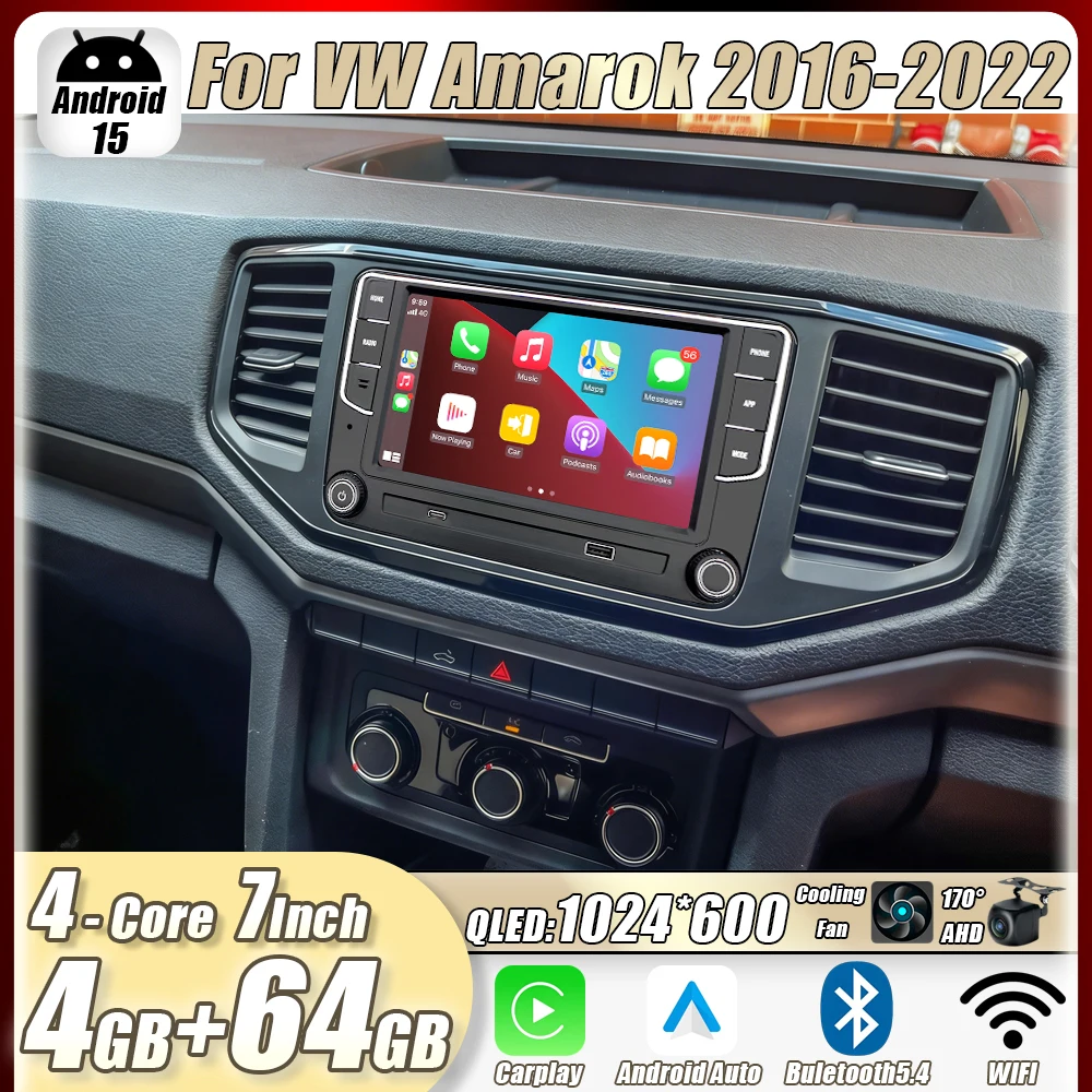 

4GB+64GB 7"For VW Amarok 2016-2022 Car Stereo Radio CarPlay Android15 Auto Head Unit GPS 4G+WIFI Navi Multimedia Player