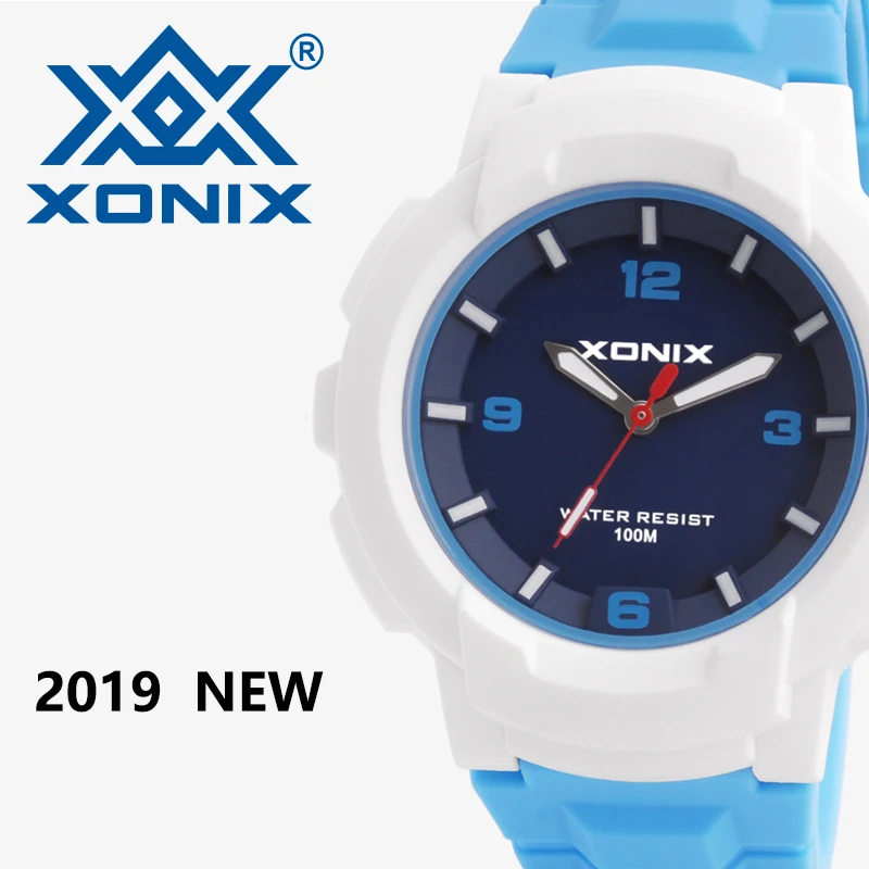 XONIX Brand Classics Relogio Masculino Sports ANA Quartz Watch EL Light Waterproof 100m Swim Dive Silicone Strap Wristswatch ZV