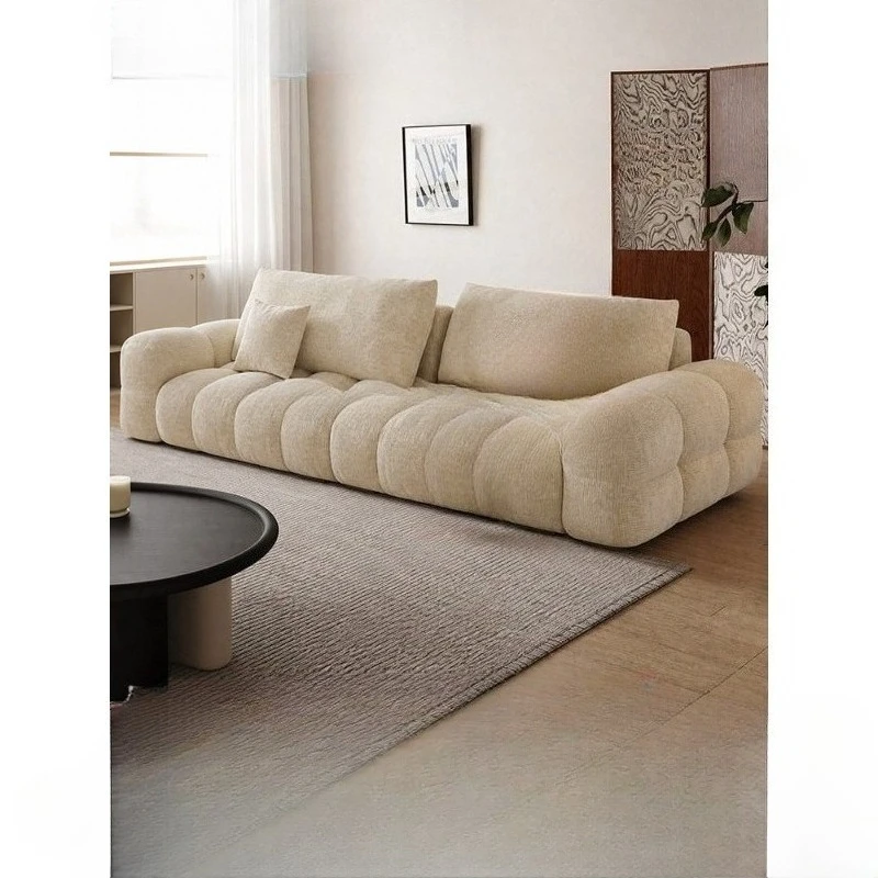 Small apartments with cream-style fabric sofas, adjustable front and back chenille fabric sofas in the living room