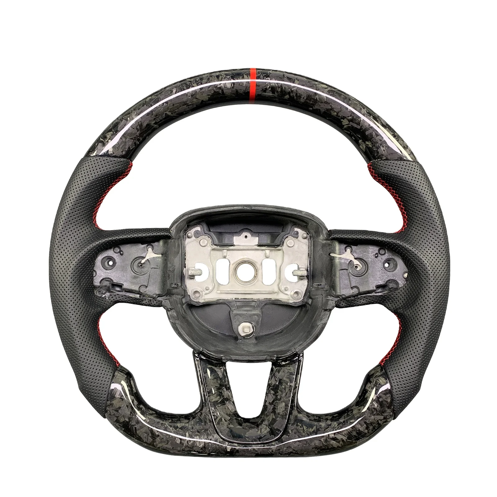 

ZJZ For Dodge Charger Challenger Car decoration accessories Customized Forged Carbon Fiber Perforated Leather Steering Wheel