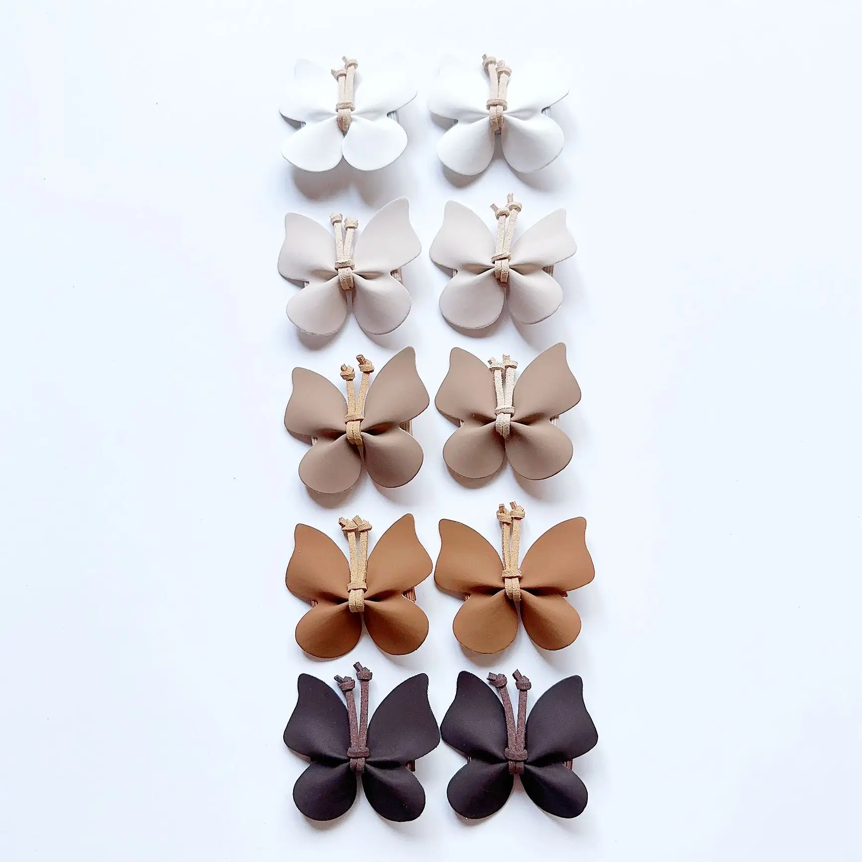 High-End Leather Butterfly Hiar Clip For Girls Sweet Princess Hairpins Handmade Kids Barrettes Child Hair Accessories