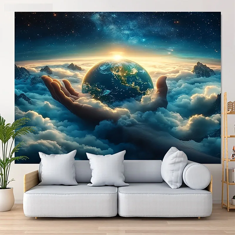 

Hand of Heaven and Earth Planet Printed Tapestry Artistic Fun Decoration Ideal Holiday Gift