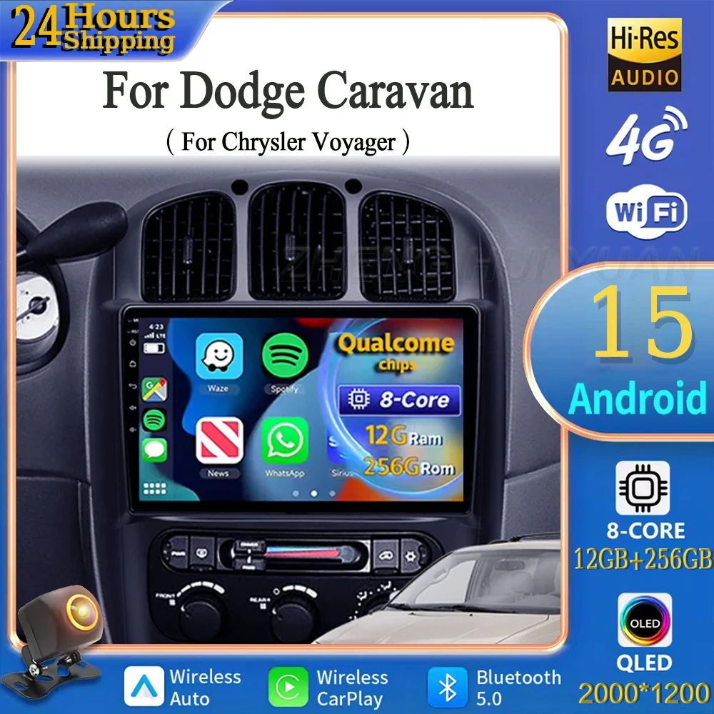 Android 15 para Dodge Caravan 4 para Chrysler Voyager RG RS Town & Country RS 2000 - 2007 Radio de coche reproductor Multimedia Android Auto