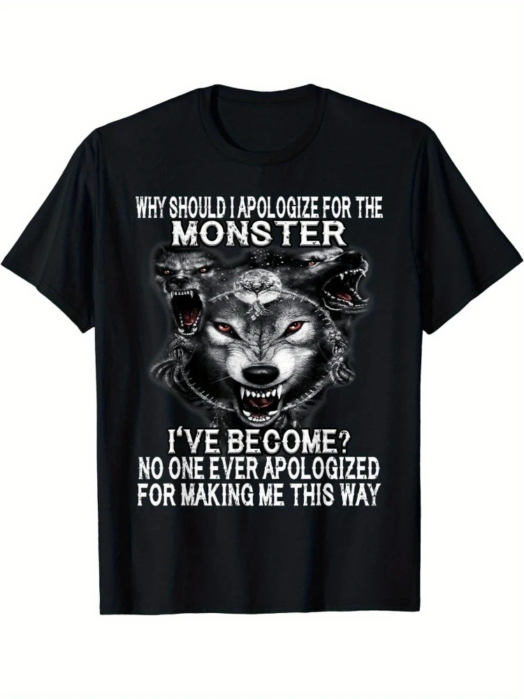 

Monster...100%Cotton summer O-neck short sleeve casual printed men's T-shirt.