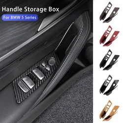 For BMW 5 Series G30 G38 2018-2023 LHD Car Door Handle Storage Box Carbon Fiber Door Armrest Protector Phone Holder Organizer