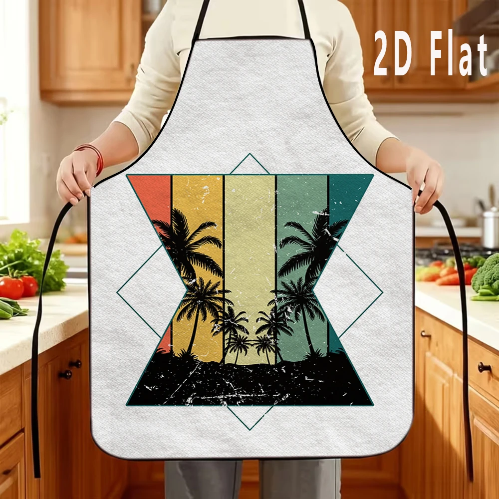 

1 шт. 2D плоский фартук с тропическим принтом, 60x80 см, фартук для кухни/ресторана, фартук для барбекю, прочный и легко чистится