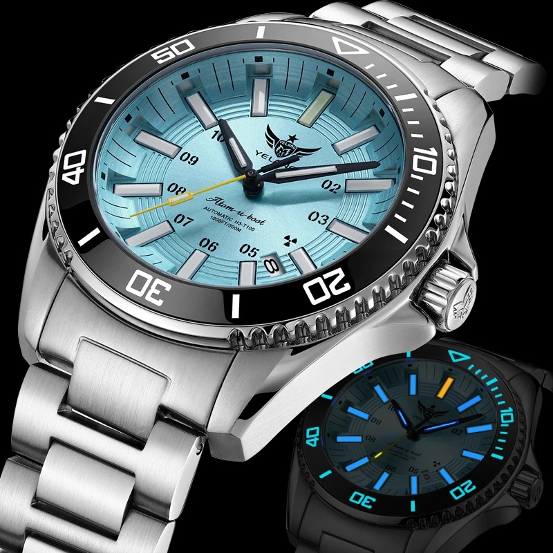 

Yelang V1032 Мужские часы с автоматическим механизмом 300 м 30 бар Водонепроницаемые часы для дайвинга для мужчин Светящиеся 44 мм V1032