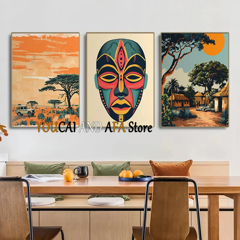 African Dancing Fish Market Safari Africa Village Maasai Warrior Black Art Poster Canvas Painting Wall Pictures Home Room Decor