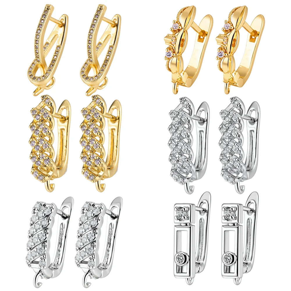 Juya 2/3/5 Pcs/Lot Handmade Gold Plated Anti-Allergy Earring Hooks Fastener Ear Wire Fixtures For DIY Women's Earring Making