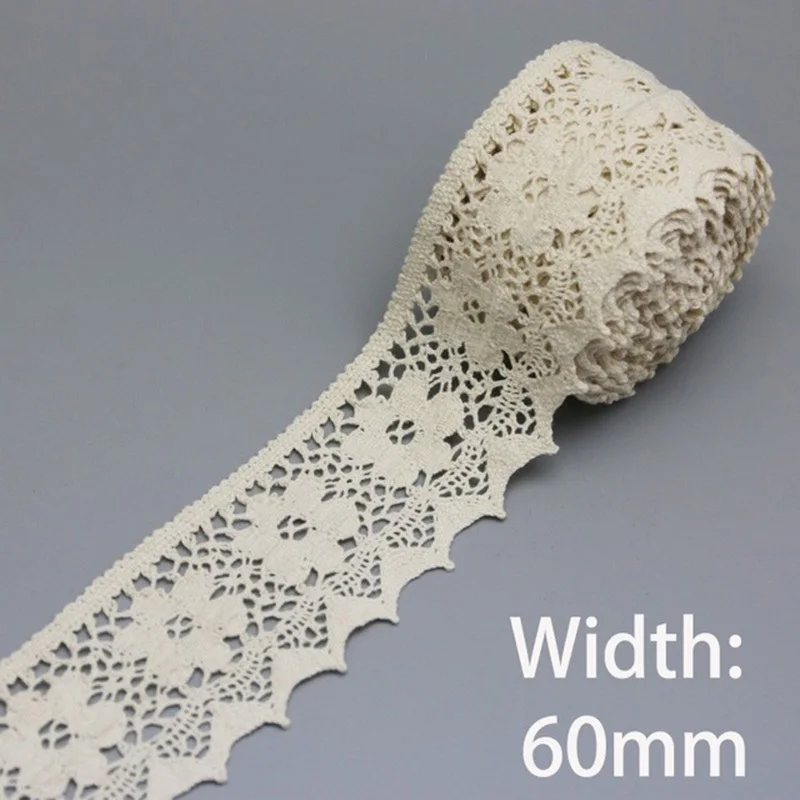 (5Meter/roll) White Beige Cotton Embroidered Lace Net Ribbons Fabric Trim Handmade DIY Sewing Craft Materials Lace