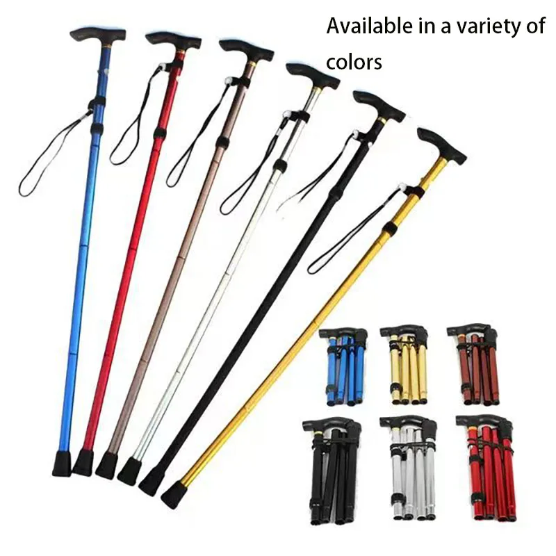 

Outdoor Mountaineering Trekking Folding Trekking Pole Five Telescopic Crutches Travel Climbing Sports Aluminum Alloy Cane