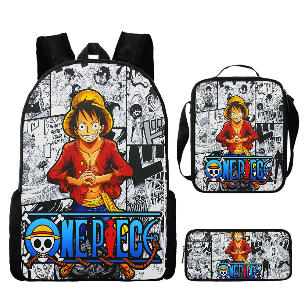 3 шт. цельный рюкзак-карандаш аниме Луффи Зоро Санджи Чоппер персонаж принт студенческие канцелярские принадлежности школьный подарок