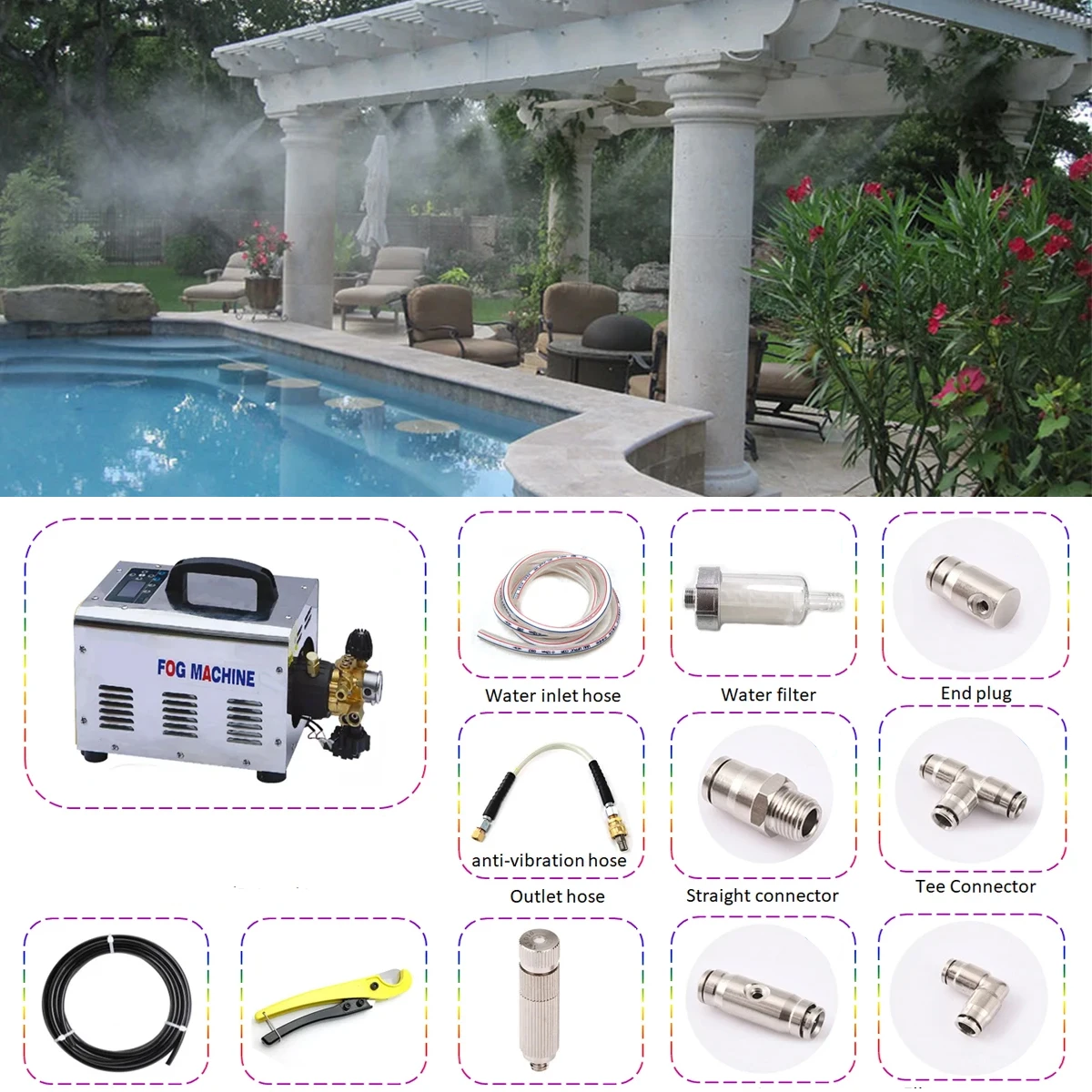 0.5L 1L High Pressure Fog Pump Water Misting Machine for Outdoor Cooling System Greenhouse  Poultry House Humidifier