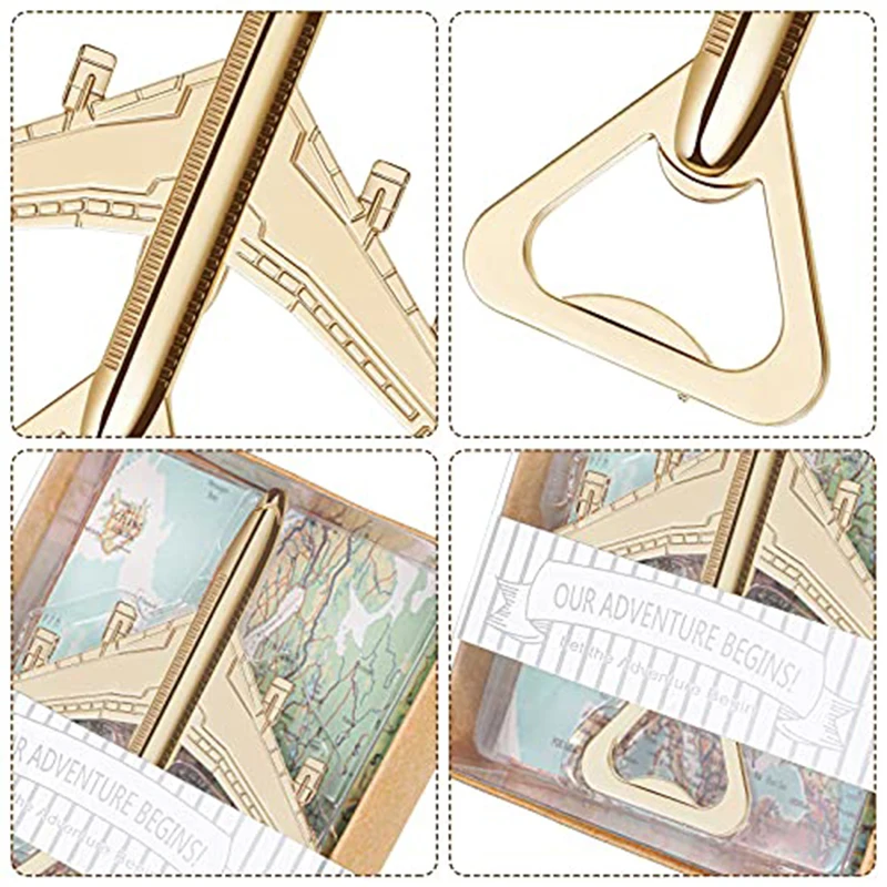 10-30Pcs Airplane Beer Bottle Opener, Adventure Begins Wedding Gift, Travel Lovers Present, Plane Themed Party Supplies