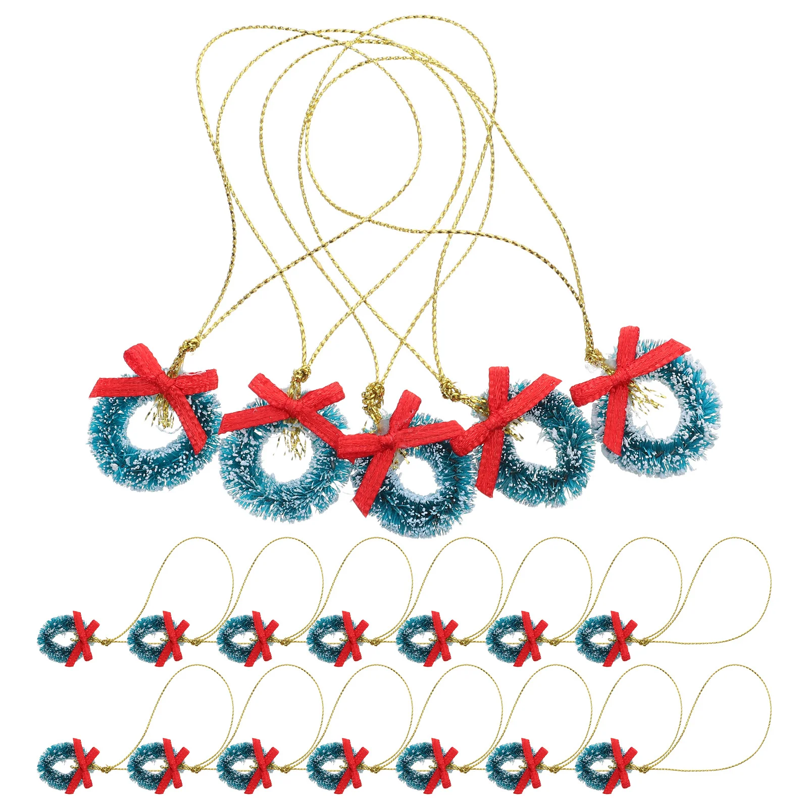 

Mini Christmas Wreaths 24pcs with Bows Tiny Wreath Decorations Artificial Flocked for Chair Back Door Cabinet Ornament Set