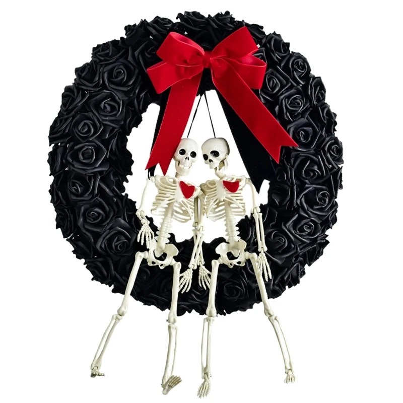 

Rose Skeleton Garlands Ornament Skull Flower Wreath Halloween Decoration Pendant