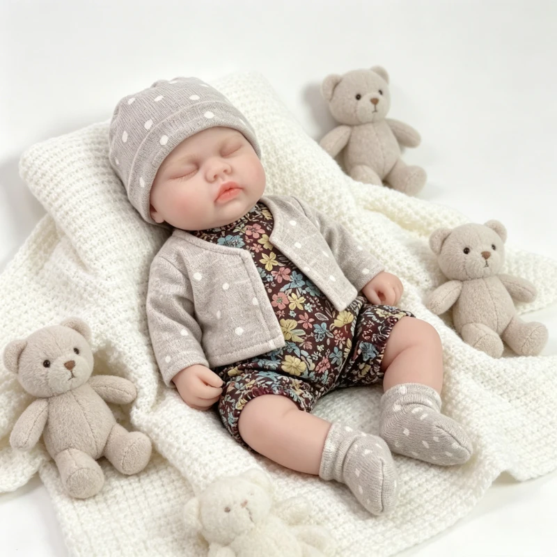 

12inch Sleeping Reborn Baby Doll Pickle Touch Soft Many Hand-Detailed Painting Art Doll Gifts for Girls