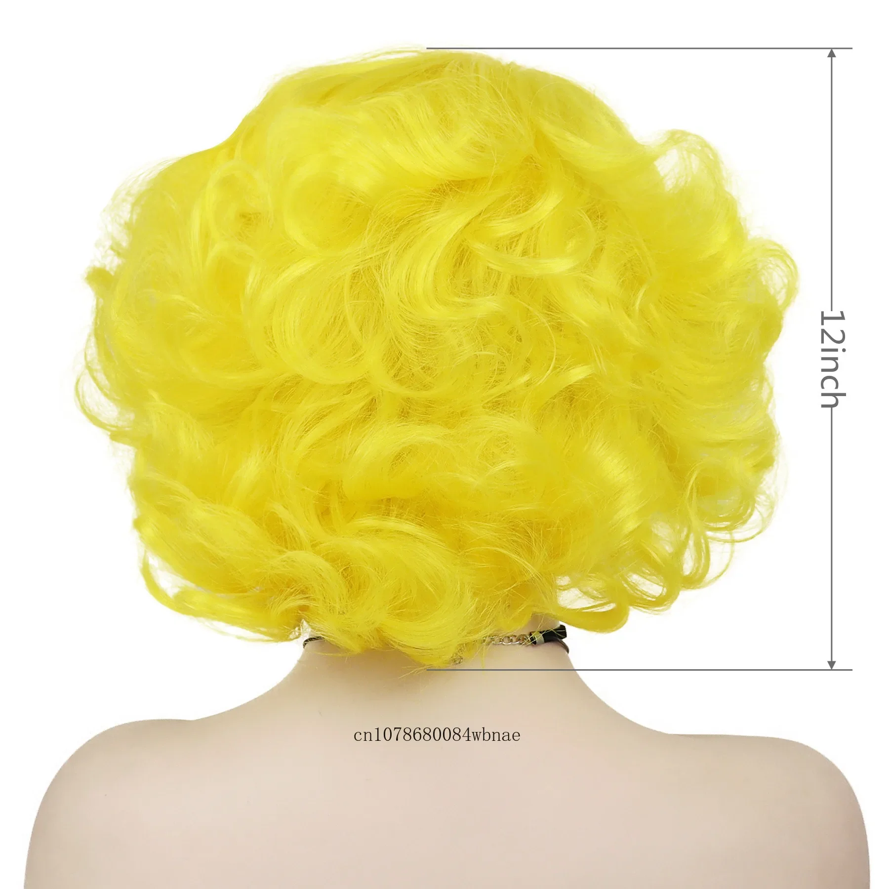 Yellow Curly Synthetic Hair Short Big Wavy Wigs for Women Lady Heat Resistant Fiber Layered Wig Halloween Cosplay Costume Use