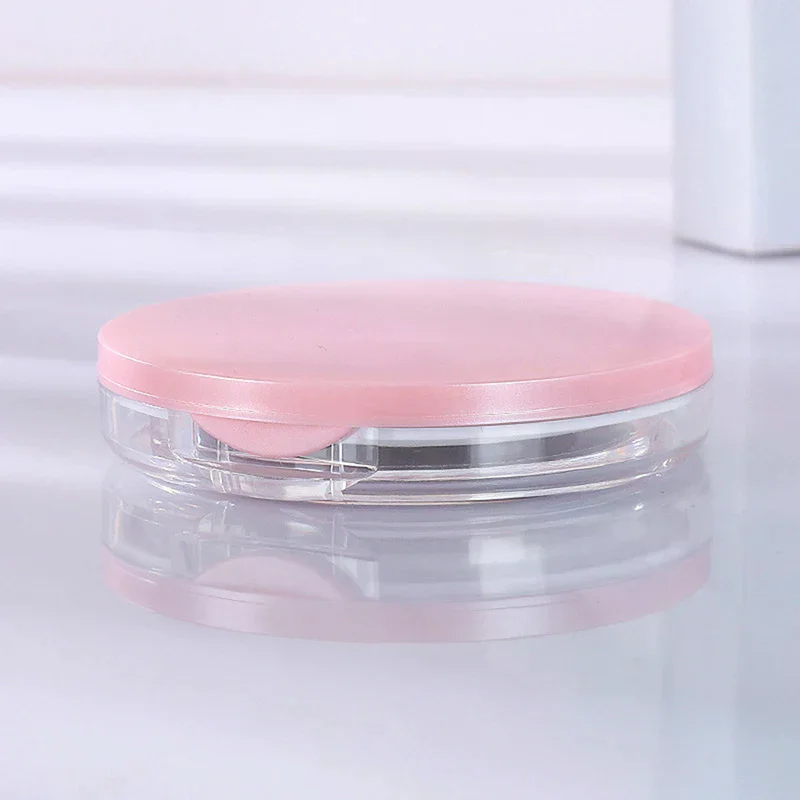 Portable Ultra-thin Plastic Powder Box Loose Pot Travel Makeup Jar Sifter Container with Powder Puff Mirror